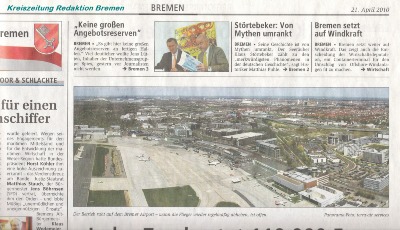 Luftbildpanorama in der Zeitung